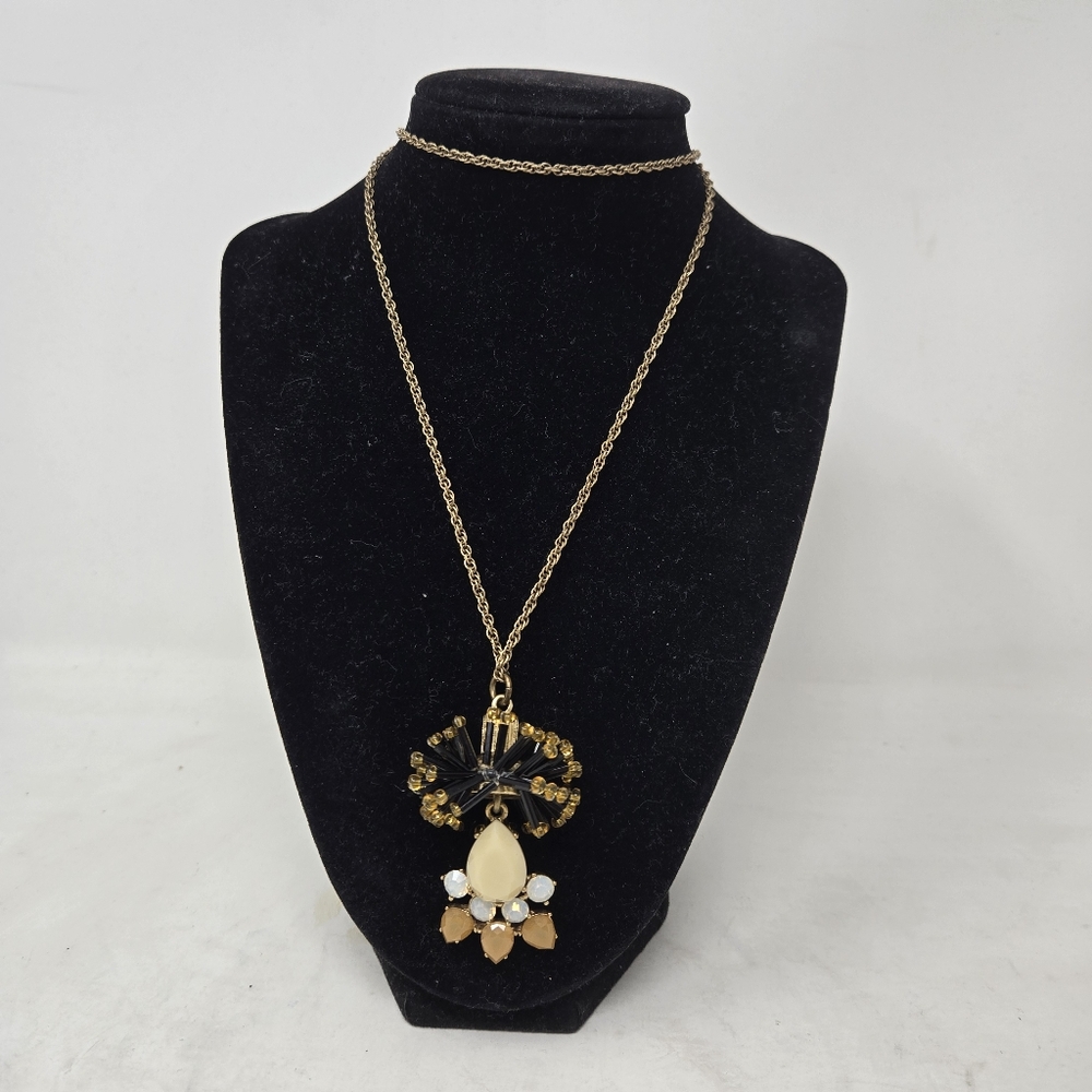 J. Crew Long Gold Tone Chain Necklace with Pendant